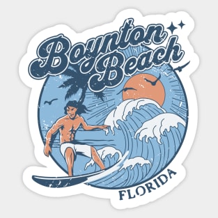 1970s Vintage Surfing Boynton Beach, Florida Retro Sunset // Old School Surfer // Surf Florida Sticker